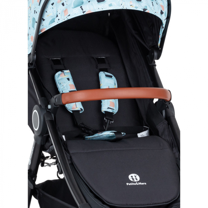 Carucior sport, Petite&Mars, Street+ Air, Include capotina impermeabila Editie limitata, Cu fereastra, husa picioare, cos de bagaje, Cu roti gonflabile, Centura de siguranta in 5 puncte, Pana la 25 kg [13]