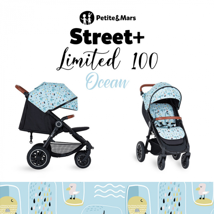 Carucior sport, Petite&Mars, Street+ Air, Include capotina impermeabila Editie limitata, Cu fereastra, husa picioare, cos de bagaje, Cu roti gonflabile, Centura de siguranta in 5 puncte, Pana la 25 kg [3]