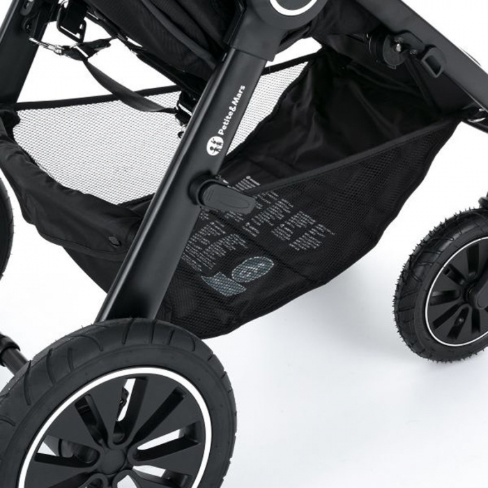 Carucior sport, Petite&Mars, Street+ Air, Include capotina impermeabila Editie limitata, Cu fereastra, husa picioare, cos de bagaje, Cu roti gonflabile, Centura de siguranta in 5 puncte, Pana la 25 kg [17]