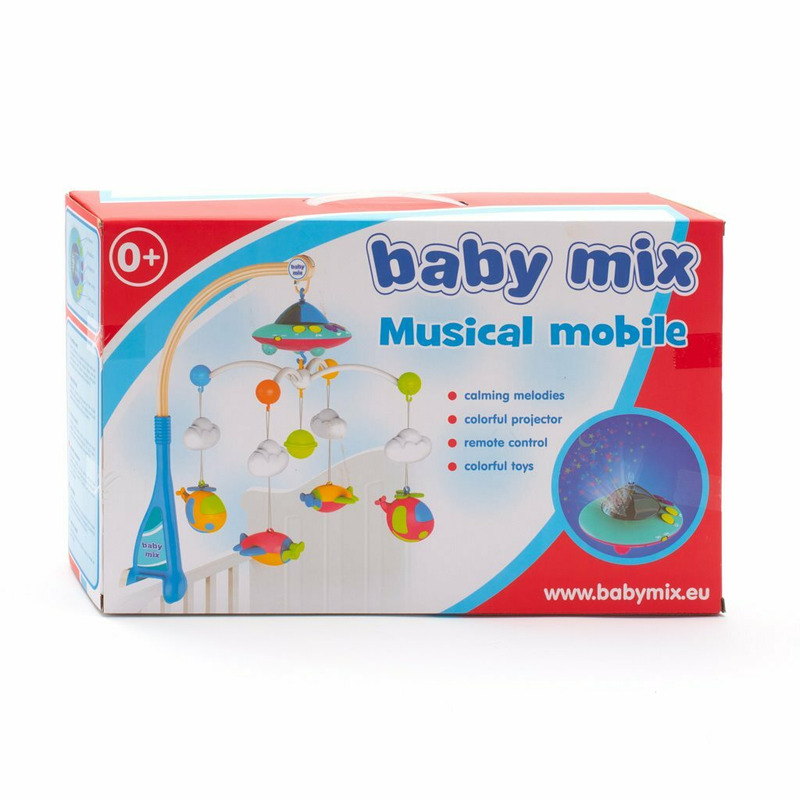 Carusel muzical, BabyMix, Pentru patut bebelusi, Cu proiectii, Cu 107 melodii si sunete ale naturii, Cu 4 jucarii, Blue [8]