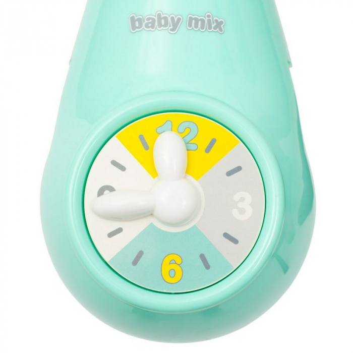 Carusel muzical, BabyMix, Pentru patut bebelusi, Cu proiectii, Cu melodii si sunete ale naturii, Cu 10 jucarii si ceas de jucarie pe suport, Mint [5]