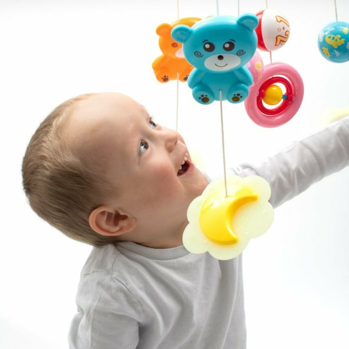 Carusel muzical, BabyMix, Pentru patut bebelusi, Cu proiectii, Cu melodii si sunete ale naturii, Cu 11 jucarii, Red [12]