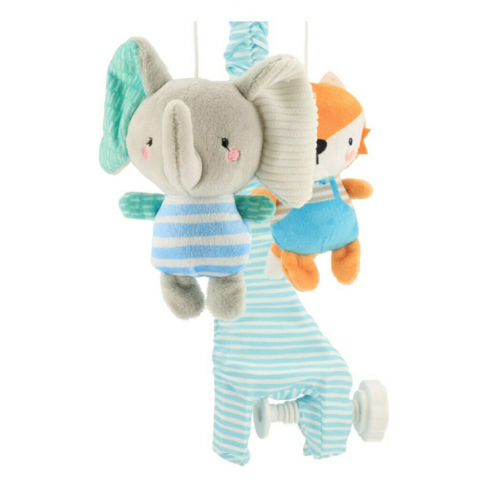 Carusel muzical, BabyMix, Pentru patut, Cu 5 jucarii din plus, Elephants and foxes [4]