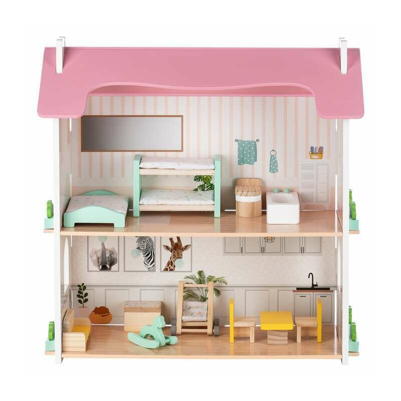 Casuta de papusi, Free2Play, Din lemn, Cu 11 piese de mobilier, Cu acces facil, 48,3 x 21 x 48 cm, 36 luni+, Multicolor [3]