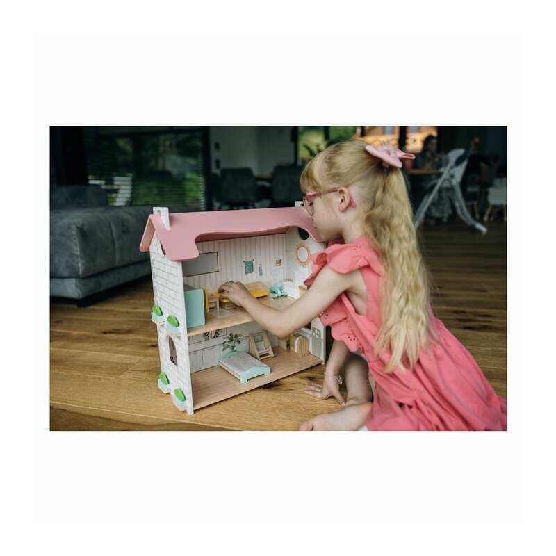 Casuta de papusi, Free2Play, Din lemn, Cu 11 piese de mobilier, Cu acces facil, 48,3 x 21 x 48 cm, 36 luni+, Multicolor [9]