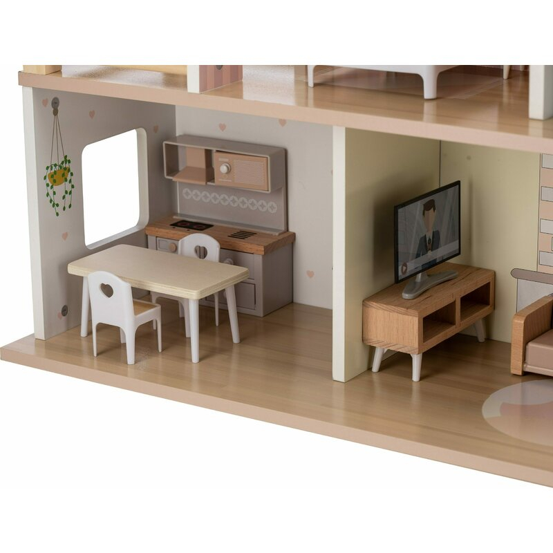 Casuta de papusi, Free2Play, Din lemn, Cu 13 piese de mobilier, Cu acces facil, 52 x 19,5 x 40 cm, 36 luni+, Multicolor [6]