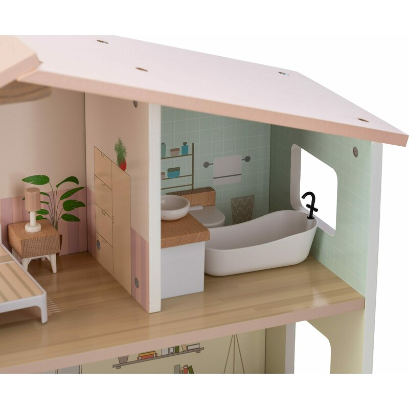 Casuta de papusi, Free2Play, Din lemn, Cu 13 piese de mobilier, Cu acces facil, 52 x 19,5 x 40 cm, 36 luni+, Multicolor [5]