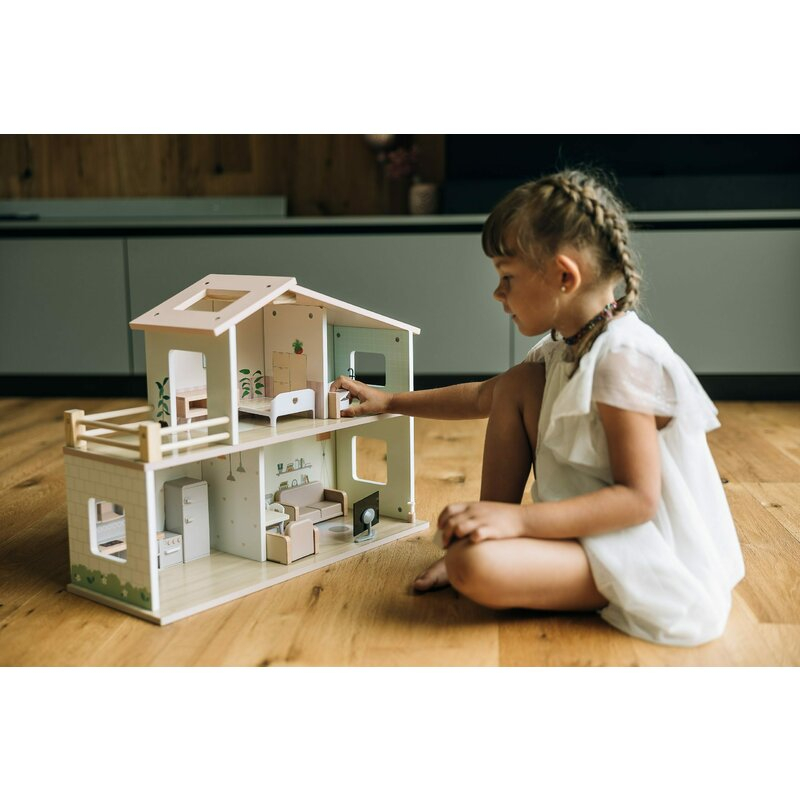 Casuta de papusi, Free2Play, Din lemn, Cu 13 piese de mobilier, Cu acces facil, 52 x 19,5 x 40 cm, 36 luni+, Multicolor [7]