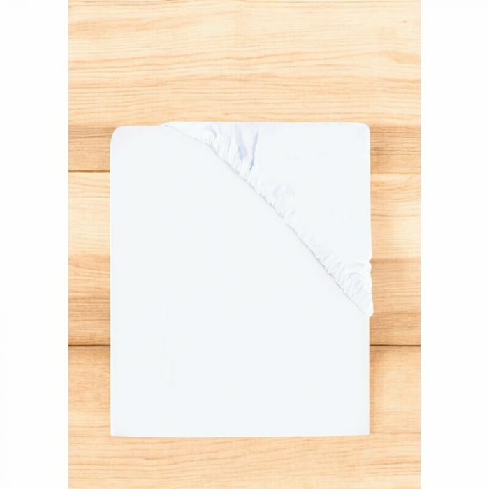 Cearceaf cu elastic, MimiNu, Jerse, Pentru pat 160x80 cm, Material certificat Oeko Tex Standard 100, White [2]