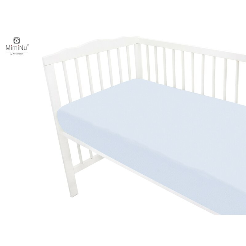 Cearceaf cu elastic, MimiNu, Jerse, Pentru patut 140X70 cm, Material certificat Oeko Tex Standard 100, Light Blue [2]