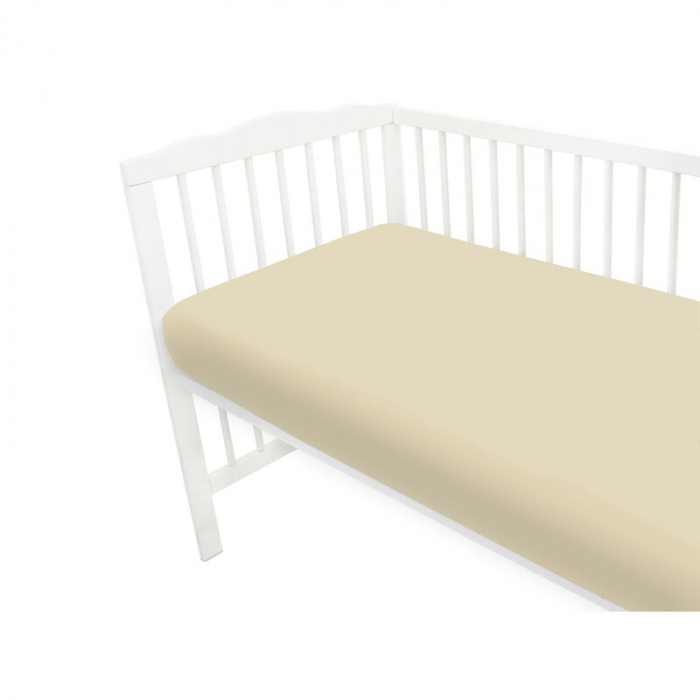 Cearceaf cu elastic, MimiNu, Jerse, Pentru patut 140X70 cm, Material certificat Oeko Tex Standard 100, Nugat [3]