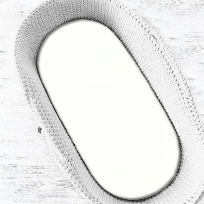 Cearceaf cu elastic, MimiNu, Pentru landou, carucior si cosulet, 80x35 cm, Din Jerseu, Material certificat Oeko Tex Standard 100, Alb [1]