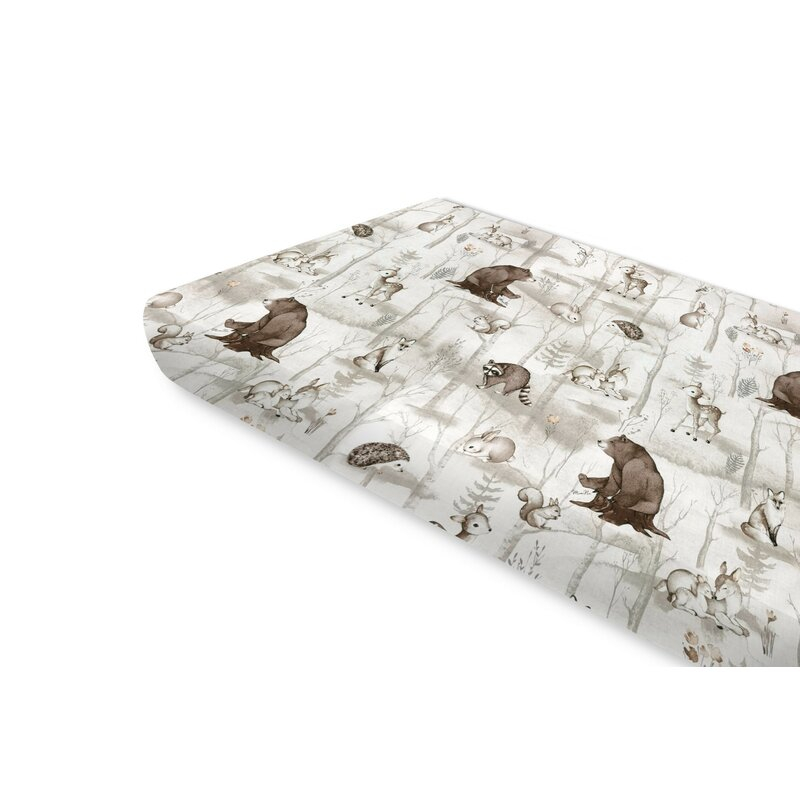 Cearceaf cu elastic, MimiNu, Pentru pat 160x80 cm, Din bumbac certificat Oeko Tex Standard 100, Design, Woodland [1]