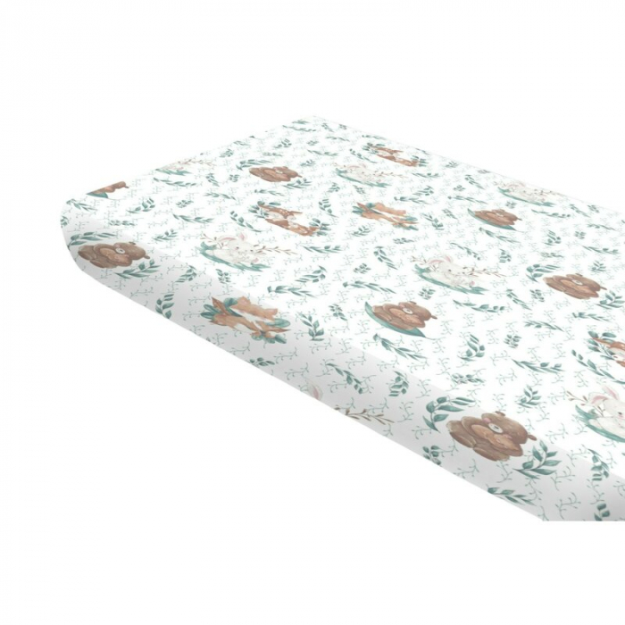 Cearceaf cu elastic, MimiNu, Pentru pat 160x80 cm, Din bumbac certificat Oeko Tex Standard 100,Lulu Natural [1]