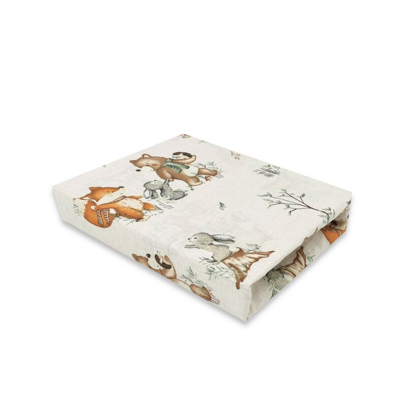 Cearceaf cu elastic, MimiNu, Pentru patut 120X60 cm, Din bumbac certificat Oeko Tex Standard 100, Design, Time for fun [1]