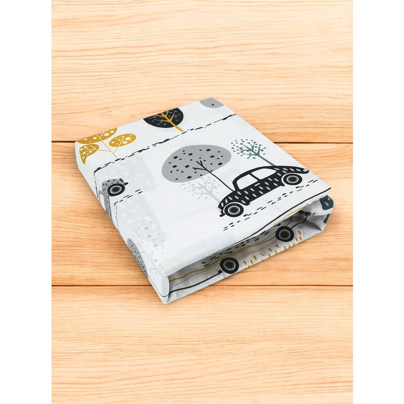 Cearceaf cu elastic, MimiNu, Pentru patut 140X70 cm, Din bumbac certificat Oeko Tex Standard 100, Childrens Journey Grey [2]