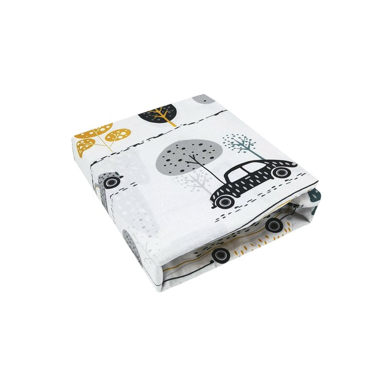 Cearceaf cu elastic, MimiNu, Pentru patut 140X70 cm, Din bumbac certificat Oeko Tex Standard 100, Childrens Journey Grey [1]