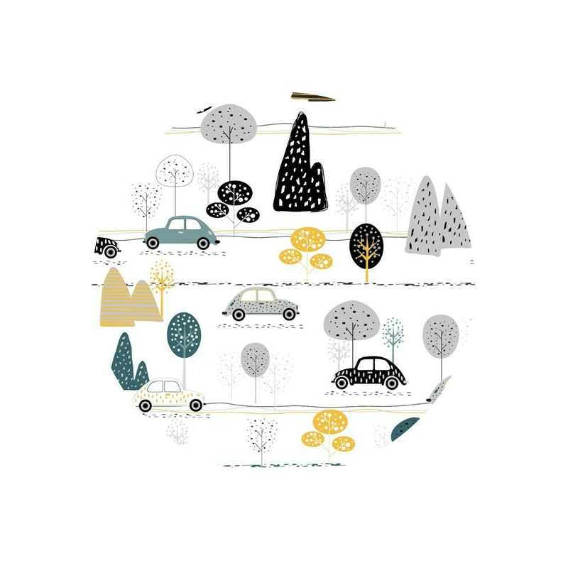 Cearceaf cu elastic, MimiNu, Pentru patut 140X70 cm, Din bumbac certificat Oeko Tex Standard 100, Childrens Journey Grey [5]
