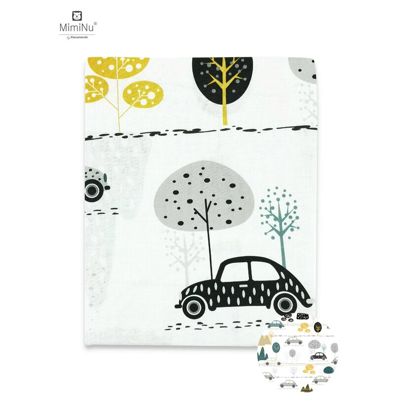 Cearceaf cu elastic, MimiNu, Pentru patut 140X70 cm, Din bumbac certificat Oeko Tex Standard 100, Childrens Journey Grey [4]