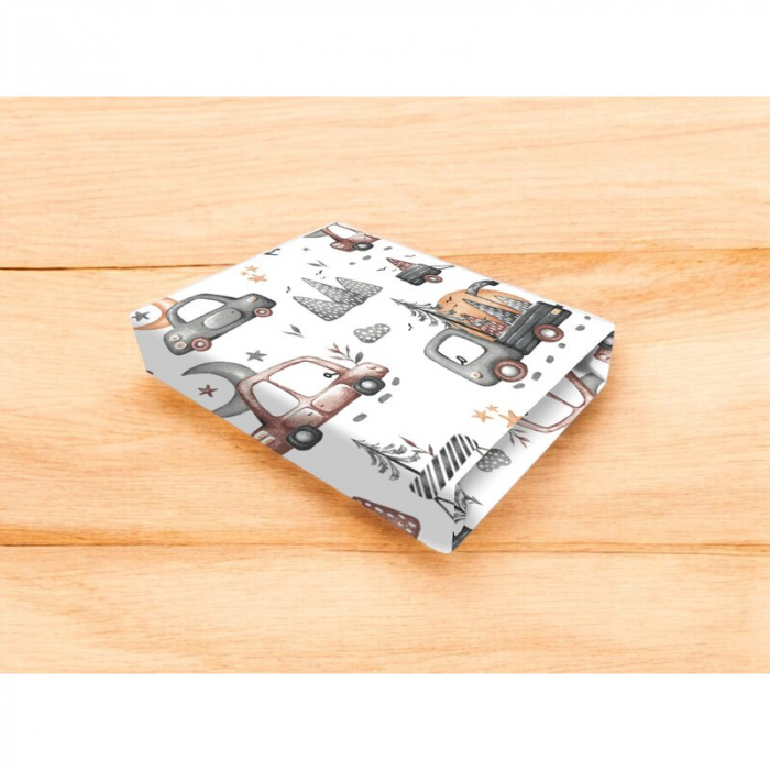 Cearceaf cu elastic, MimiNu, Pentru patut 140X70 cm, Din bumbac certificat Oeko Tex Standard 100, Design, Cars Grey [2]