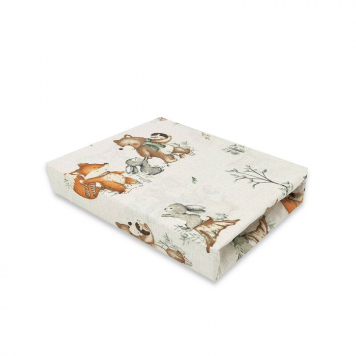 Cearceaf cu elastic, MimiNu, Pentru patut 140X70 cm, Din bumbac certificat Oeko Tex Standard 100, Design, Time for fun [1]
