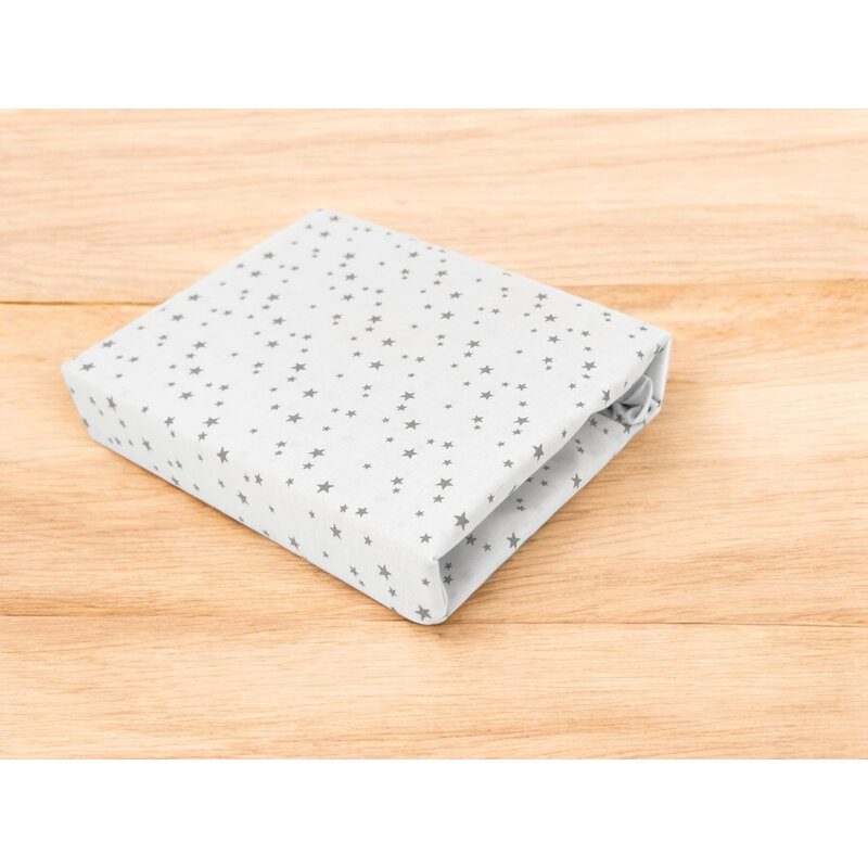 Cearceaf cu elastic, MimiNu, Pentru patut 140X70 cm, Din bumbac certificat Oeko Tex Standard 100, Mini Gray Stars [2]