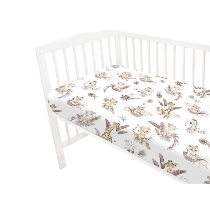 Cearceaf cu elastic, MimiNu, Pentru patut 140X70 cm, Din bumbac certificat Oeko Tex Standard 100, Savanna [2]