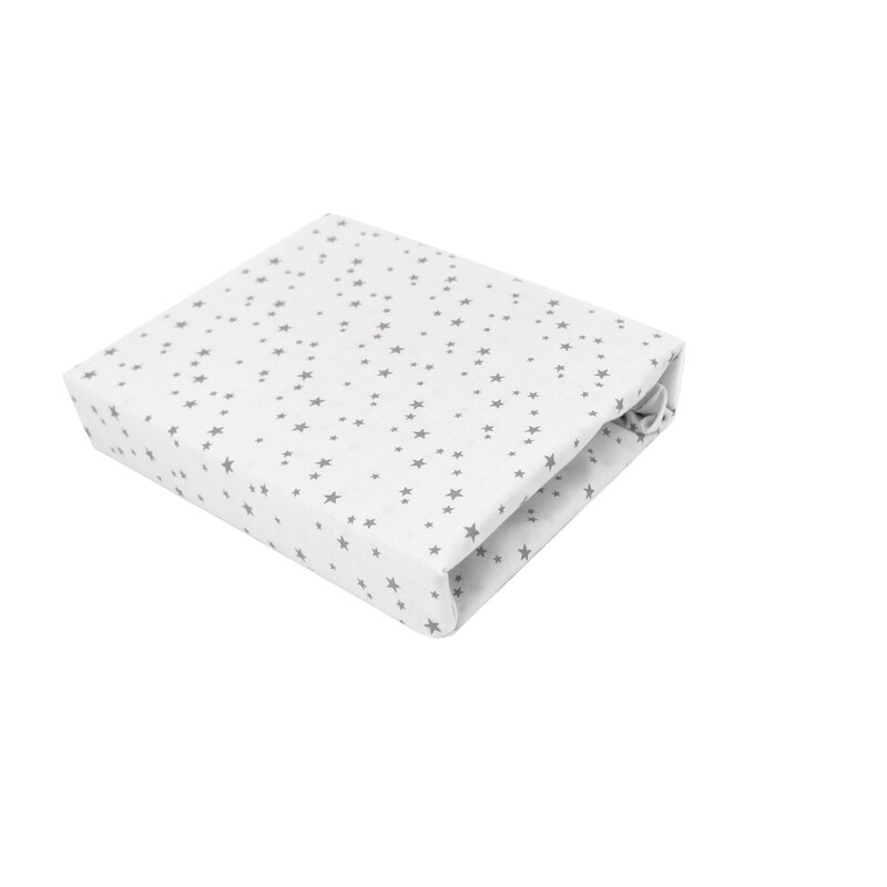 Cearceaf cu elastic, MimiNu, Pentru patut co-sleeper, Aurora, Dimensiune 76 x 43 cm, Din bumbac certificat Oeko Tex Standard 100, Mini Gray Stars [1]