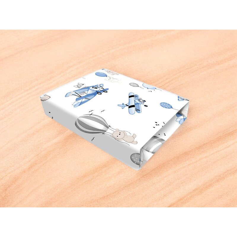 Cearceaf cu elastic, MimiNu, Pentru patut co-sleeper, Leonie, Dimensiune 83 x 50 cm, Din bumbac certificat Oeko Tex Standard 100, Blue Plane [2]