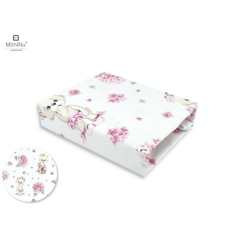 Cearceaf cu elastic, MimiNu, Pentru patut leagan sau patut co-sleeper, Dimensiune 90x40 cm, Din bumbac certificat Oeko Tex Standard 100, Design, Pink Ballerina [3]