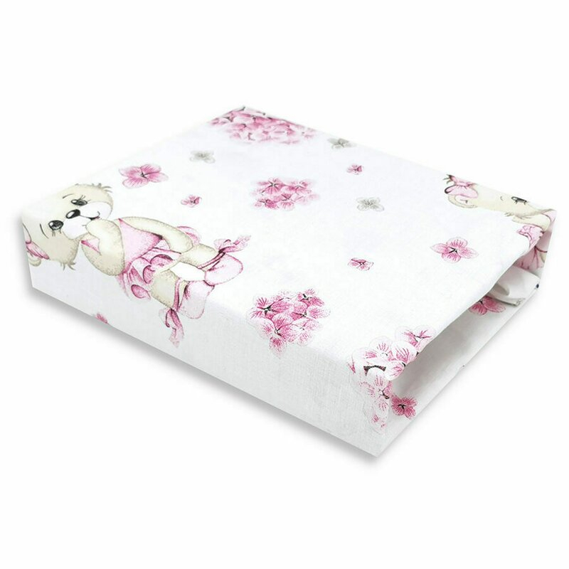 Cearceaf cu elastic, MimiNu, Pentru patut leagan sau patut co-sleeper, Dimensiune 90x40 cm, Din bumbac certificat Oeko Tex Standard 100, Design, Pink Ballerina [1]