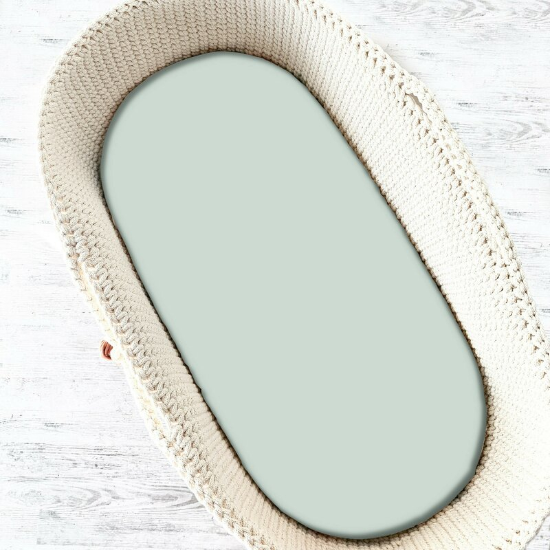 Cearceaf cu elastic, Qmini, Pentru landou, carucior si cosulet, Dimensiune 80x35 cm, Din bumbac jersey, Material certificat Oeko Tex Standard 100, Cold Mint [1]