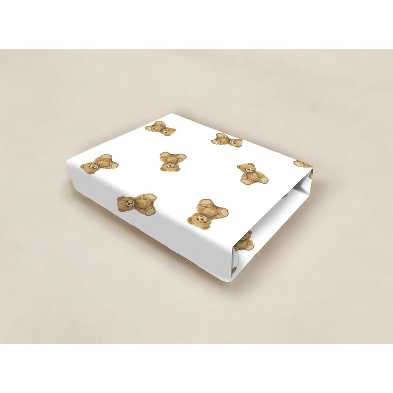 Cearceaf cu elastic, Qmini, Pentru patut 120X60 cm, Din bumbac certificat Oeko Tex Standard 100, Teddy Toys [2]