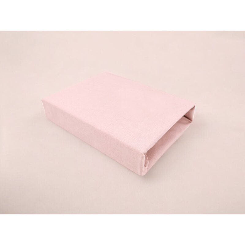 Cearceaf cu elastic, Qmini, Pentru patut co-sleeper, Aurora, Dimensiune 76 x 43 cm, Din bumbac certificat Oeko Tex Standard 100, Powder Pink [2]