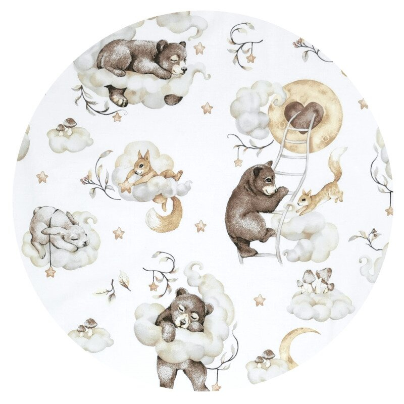 Cearceaf cu elastic, Qmini, Pentru patut co-sleeper, Aurora, Dimensiune 76 x 43 cm, Din bumbac certificat Oeko Tex Standard 100, Teddy Bear and Friends Beige [3]