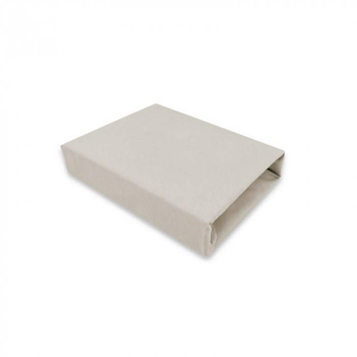 Cearceaf cu elastic, Qmini, Pentru patut co-sleeper, Theo, Dimensiune 85 x 46 cm, Din bumbac certificat Oeko Tex Standard 100, Beige [1]