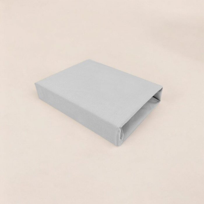 Cearceaf cu elastic, Qmini, Pentru patut co-sleeper, Theo, Dimensiune 85 x 46 cm, Din bumbac certificat Oeko Tex Standard 100, Grey [2]