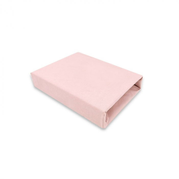 Cearceaf cu elastic, Qmini, Pentru patut co-sleeper, Theo, Dimensiune 85 x 46 cm, Din bumbac certificat Oeko Tex Standard 100, Powdery pink [1]