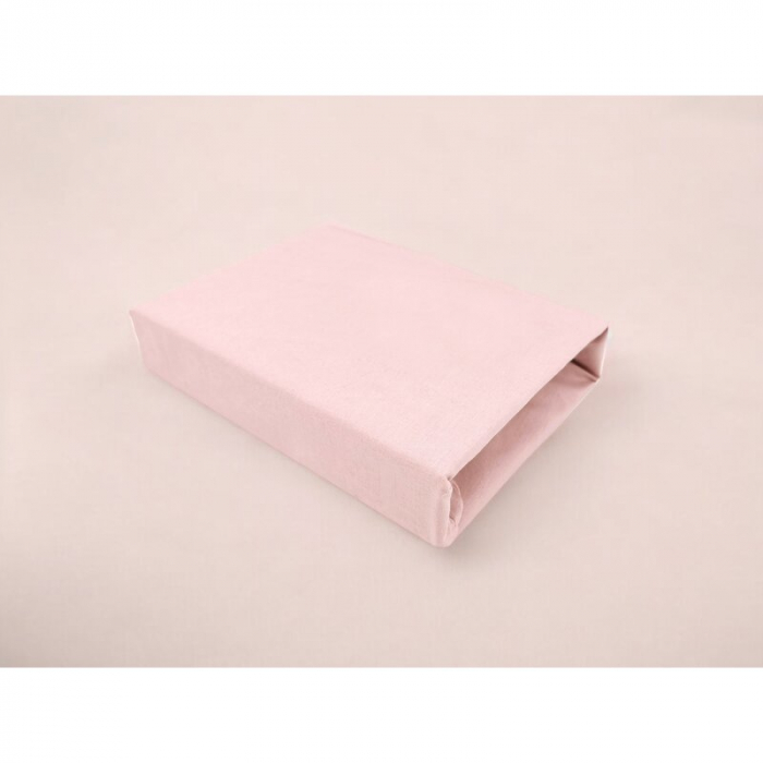 Cearceaf cu elastic, Qmini, Pentru patut co-sleeper, Theo, Dimensiune 85 x 46 cm, Din bumbac certificat Oeko Tex Standard 100, Powdery pink [2]