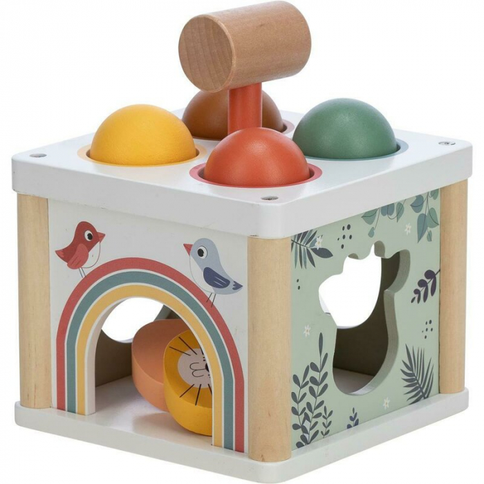 Centru de activitati, Free2Play, Cu figurine, Cu ciocanel, Din lemn, Conform cu standardul european de securitate EN71/123, 15 x 15 x 12 cm, 12 luni+, Multicolor [4]