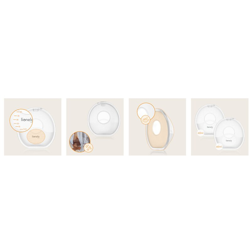 Colectoare san, Lionelo, 2 buc, 60 ml, fara BPA, Ergonomice, Compatibile cu orice sutien, Transparent [14]