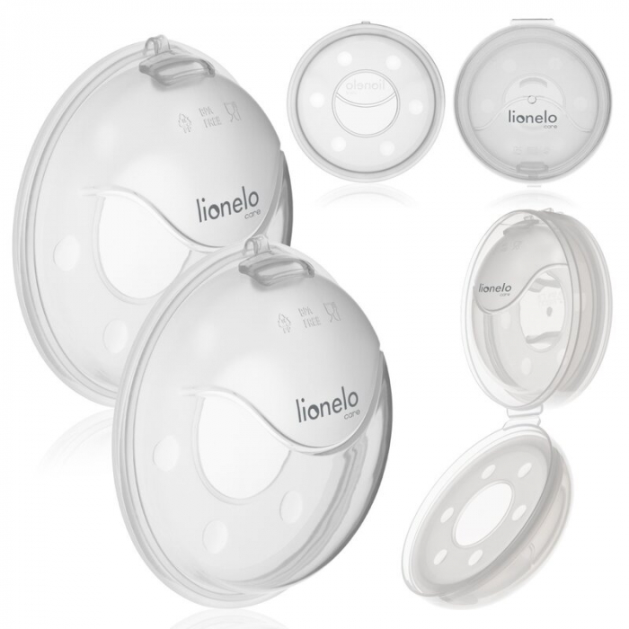 Colector de lapte, Lionelo, Milky, 2 buc, Se potriveste tuturor sutienelor, Cutie depozitare igienica inclusa, Fara bisfenol A, Capacitate 40 ml, Transparent [1]