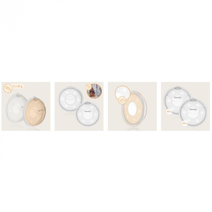Colector de lapte, Lionelo, Milky, 2 buc, Se potriveste tuturor sutienelor, Cutie depozitare igienica inclusa, Fara bisfenol A, Capacitate 40 ml, Transparent [23]