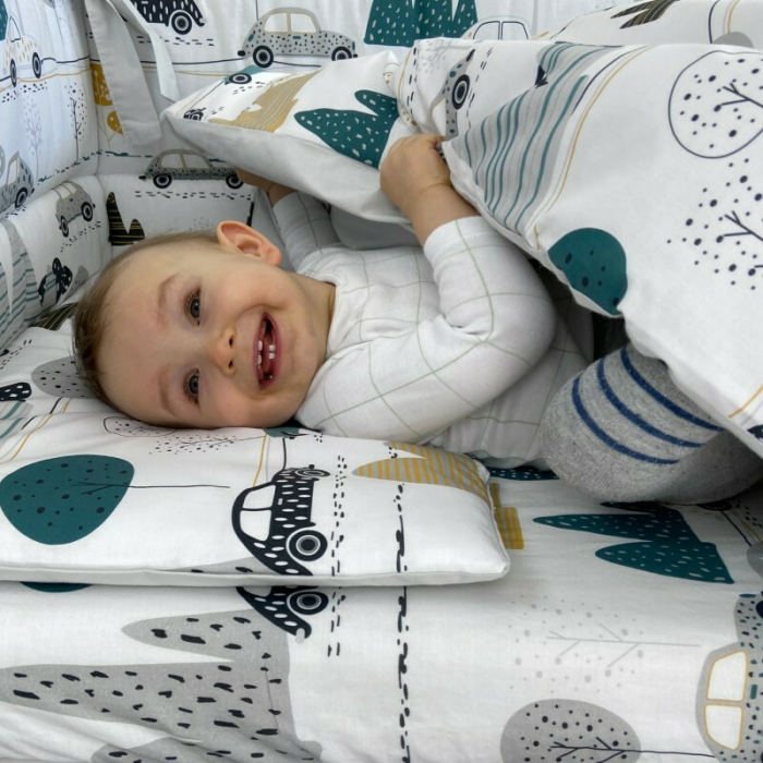 Cosulet bebelus, MimiNu, Pentru dormit, Baby Cocoon 75x55 cm, Husa 100% bumbac, Din bumbac certificat Oeko Tex Standard 100, Childrens Journey Grey [4]