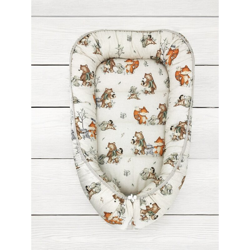 Cosulet bebelus, MimiNu, Pentru dormit, Baby Cocoon 75x55 cm, Husa 100% bumbac, Din bumbac certificat Oeko Tex Standard 100, Design, Time for fun [2]
