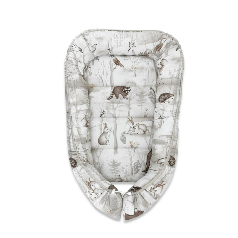 Cosulet bebelus, MimiNu, Pentru dormit, Baby Cocoon 75x55 cm, Husa 100% bumbac, Din bumbac certificat Oeko Tex Standard 100, Design, Woodland [1]