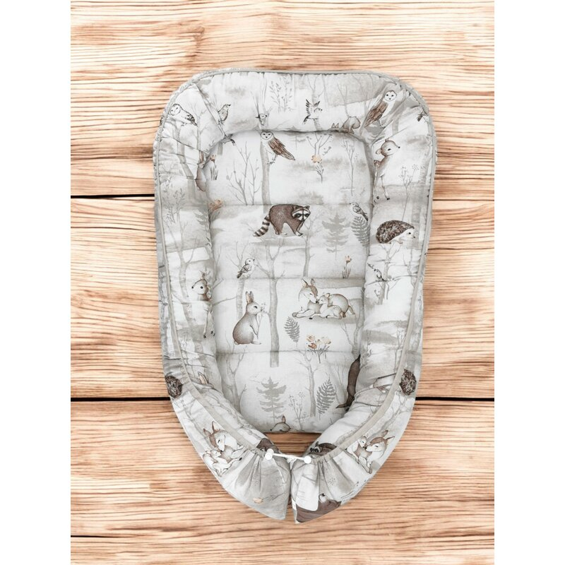 Cosulet bebelus, MimiNu, Pentru dormit, Baby Cocoon 75x55 cm, Husa 100% bumbac, Din bumbac certificat Oeko Tex Standard 100, Design, Woodland [2]