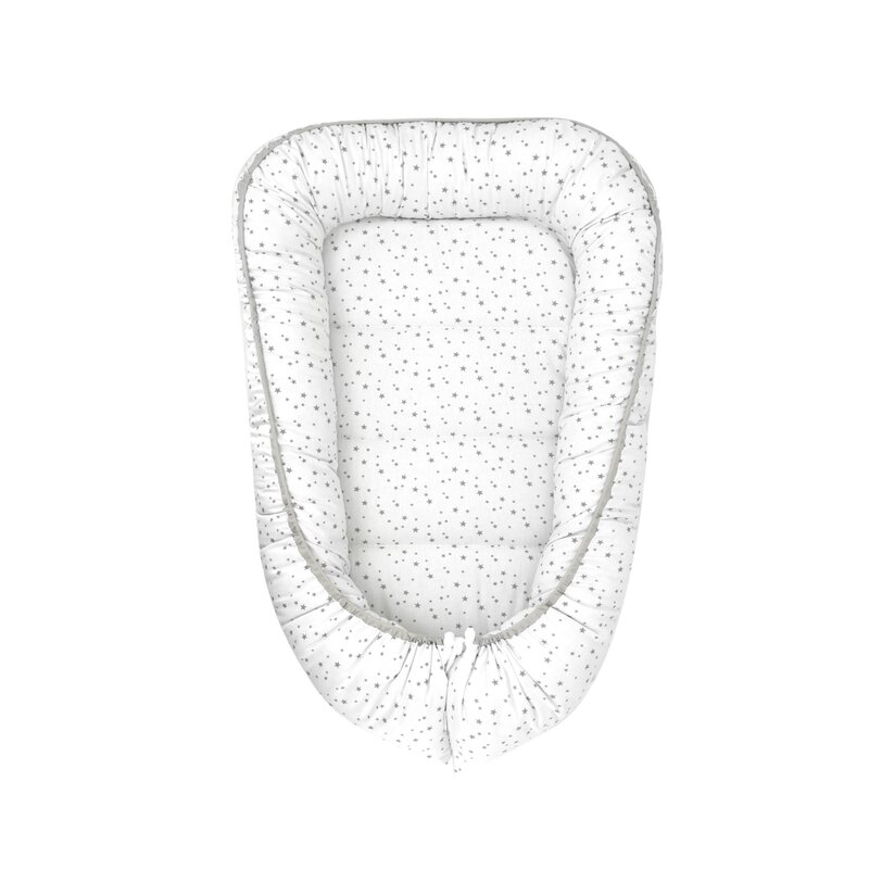 Cosulet bebelus, MimiNu, Pentru dormit, Baby Cocoon 75x55 cm, Husa 100% bumbac, Din bumbac certificat Oeko Tex Standard 100, Mini Gray Stars [1]
