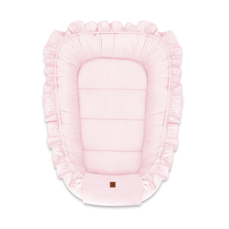 Cosulet bebelus, MimiNu, Pentru dormit, Baby Nest 55 x 75 cm, Cu Volanase, Din catifea, Pink [1]