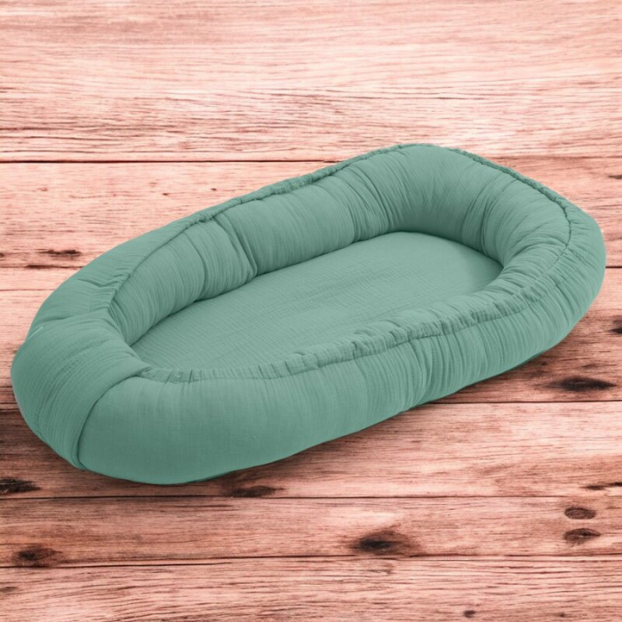 Cosulet bebelus, New Baby, Pentru dormit, Baby Nest 80 x 50 cm, Din muselina, Din materiale certificate Oeko Tex Standard 100, Green [2]